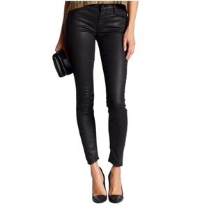 MOTHER The Looker Dare I Be Happy Coated Skinny Jeans Black Womens Size 29